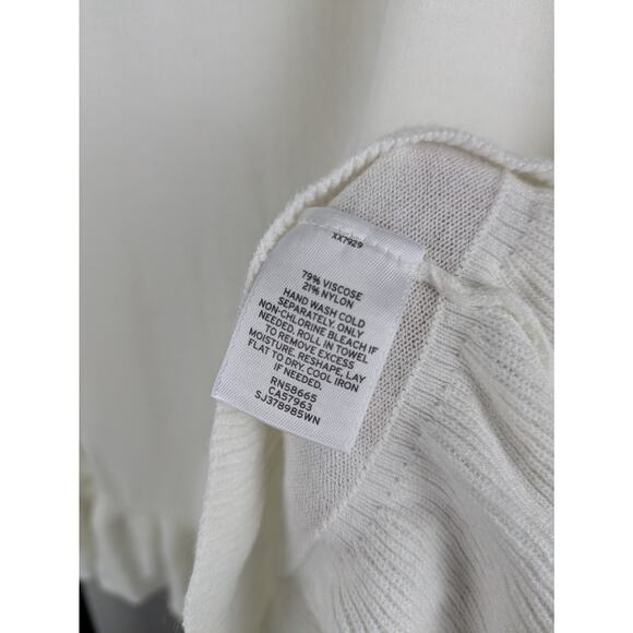 Sejour Ivory Long Sleeve Ruffle Hem Cardigan Sweater Nordstrom - Picture 7 of 7